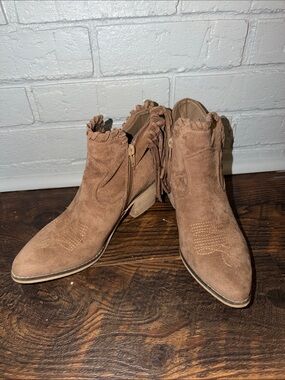 Natural Reflections Tan Suede Fringe Ankle Boots